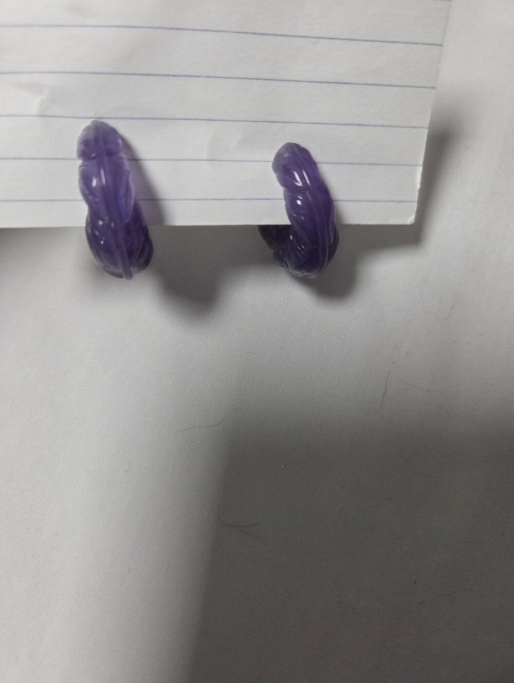 Vintage Purple Plastic Half Hoop Post Earrings, Retro 80s Design